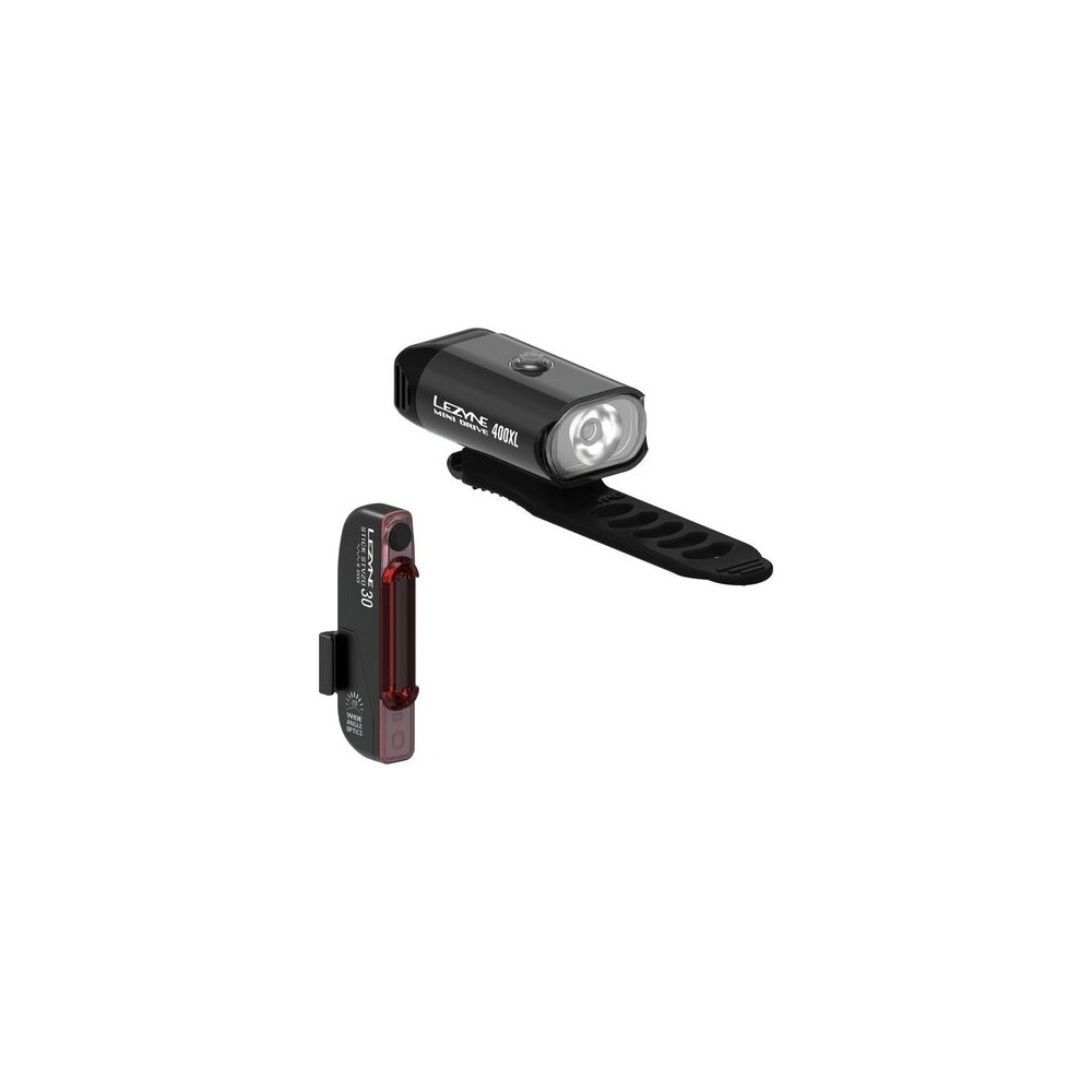 Set Lumini Lezyne Mini Drive 400 Xl / Stick Drive Pair Black Bike Lights