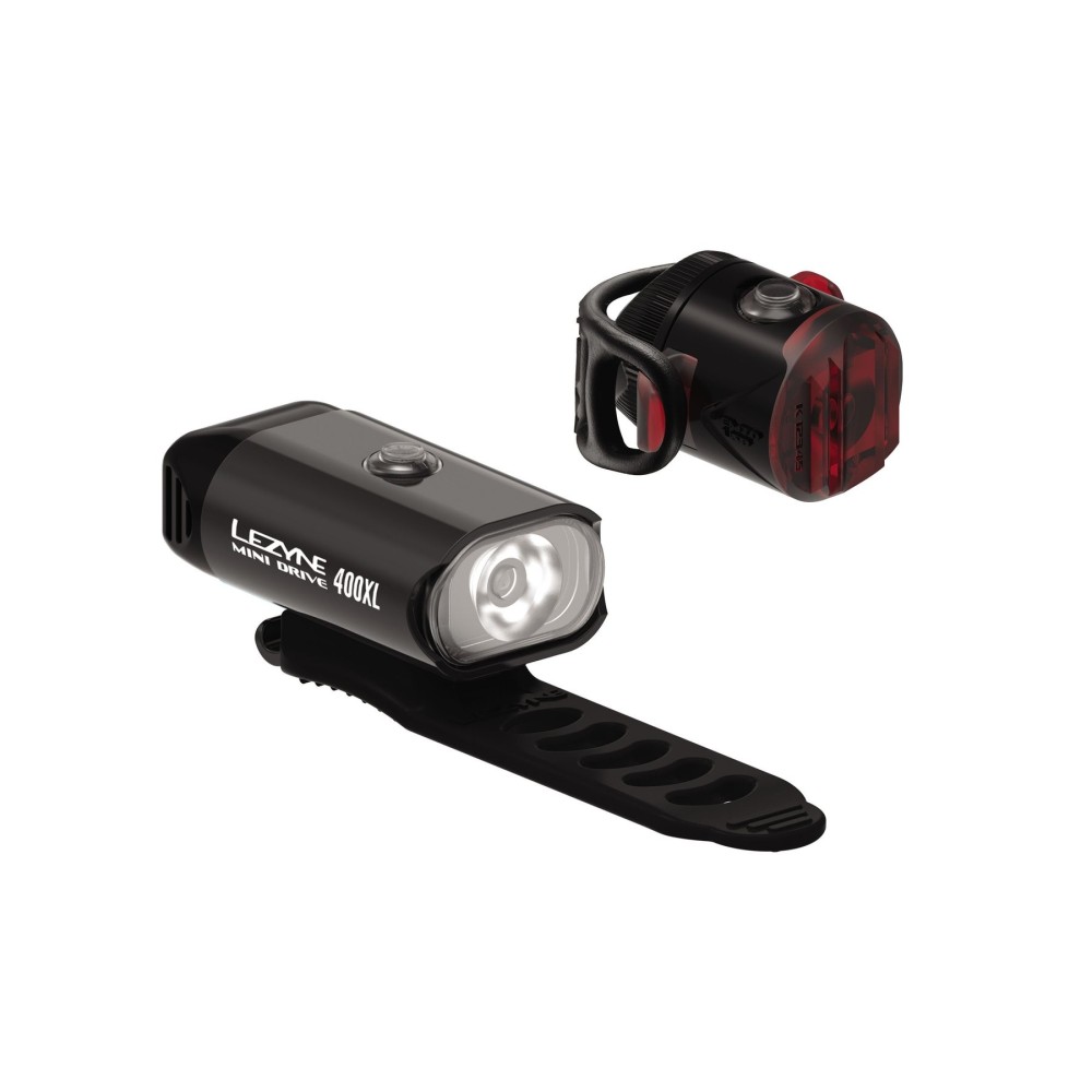 Set Lumini Lezyne Mini Drive 400 Xl / Femto Usb Pair Black Bike Lights