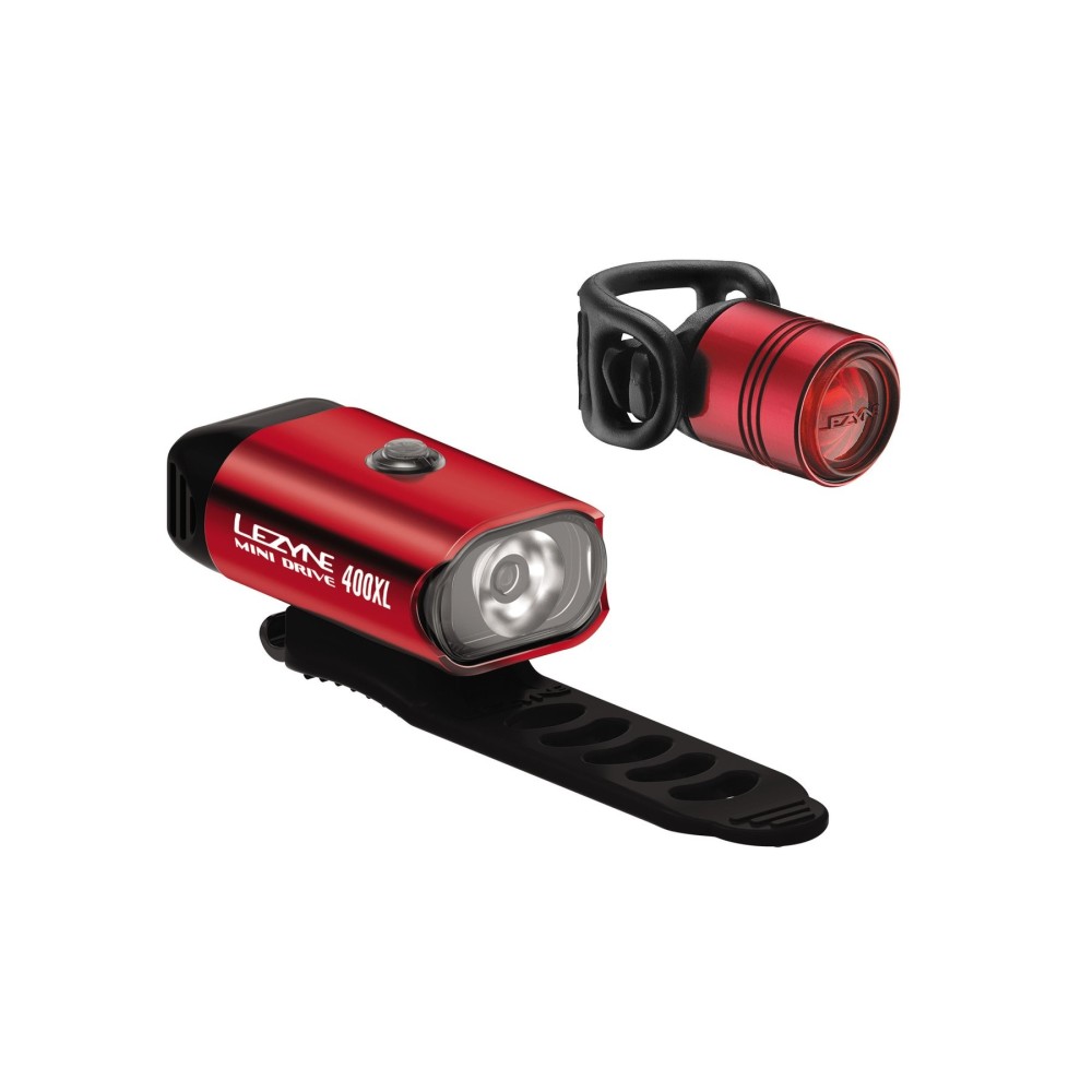 Set Lumini Lezyne Mini Drive 400 Xl / Femto Pair Red Bicycle Light