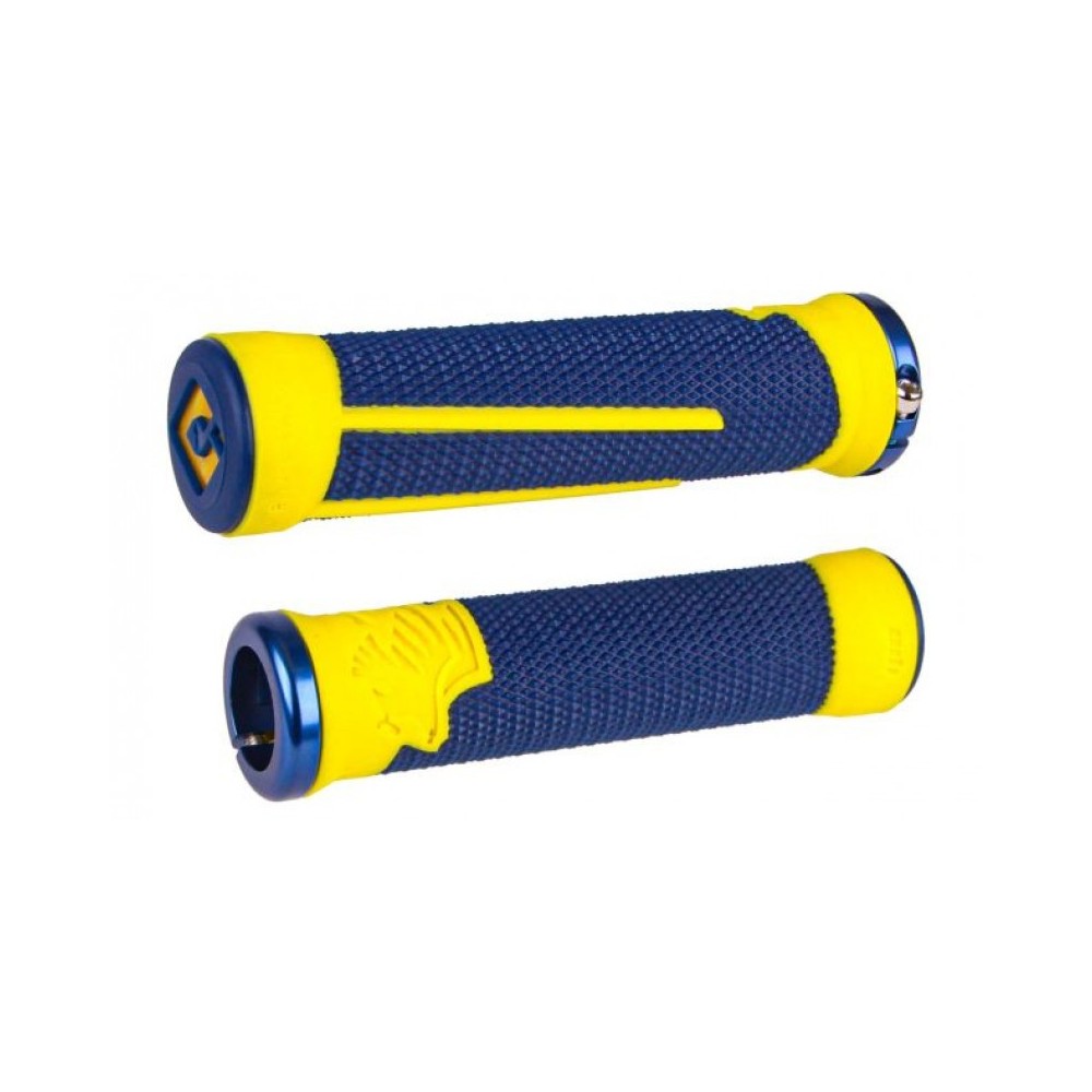 Mansoane Odi Ag2 V2.1 Lock-On Grips Midnight Blue/Cyber Yellow With Gold Clams