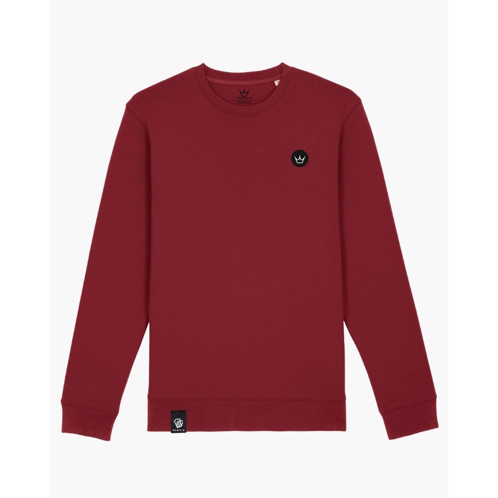 Peaty's AW23 PubWear Embroidered Crew Jumper - Crown / Burgundy XL