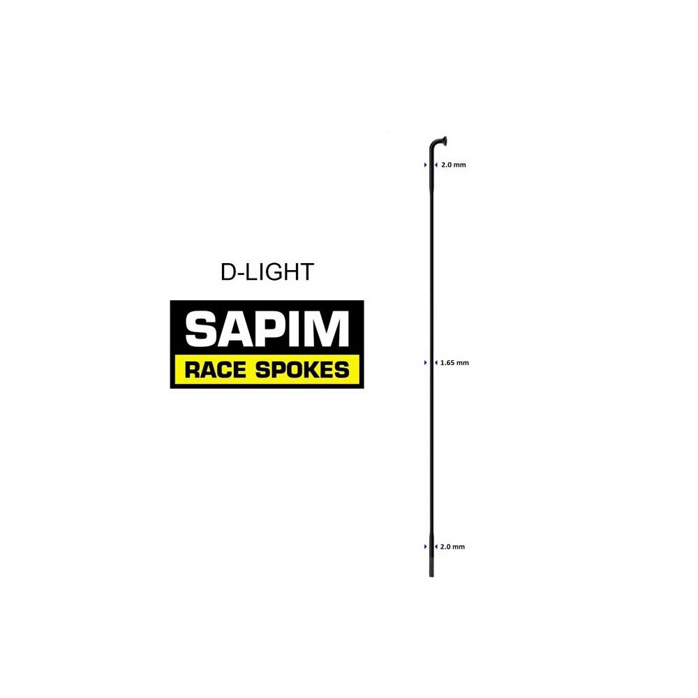 SAPIM D-light Spokes 290mm J-Bend Black + 12mm Nipple Polyax Box Per 100