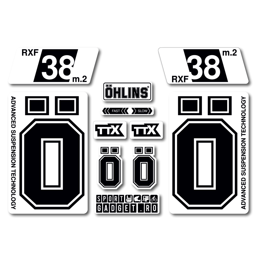 Stickere Ohlins RXF 38 Replica Decal Kit White Black