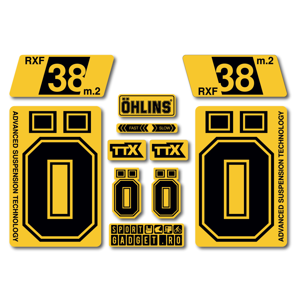 Stickere Ohlins RXF 38 Replica Decal Kit Yellow Ohlins