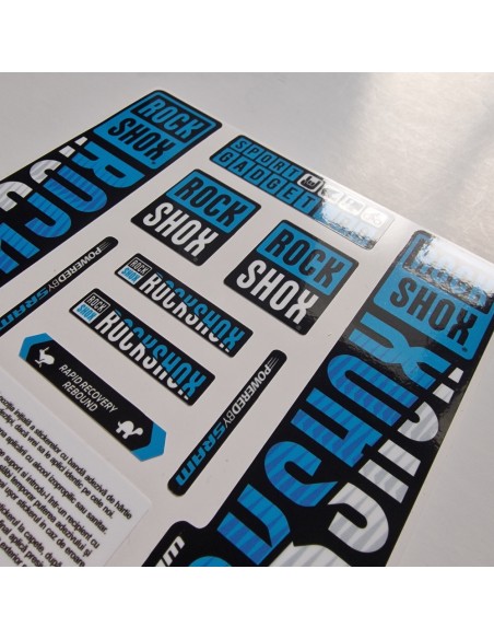 Stickere RockShox V3 Replica Decal Kit Cyan/White