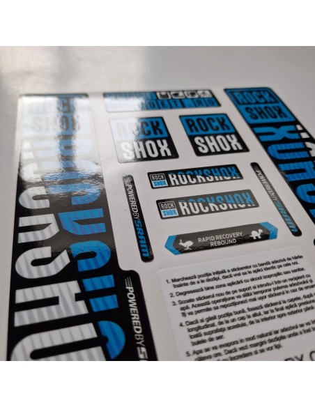 Stickere RockShox Recon V3 Replica Decal Kit Cyan/White
