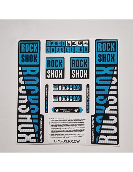 Stickere RockShox Revelation V3 Replica Decal Kit Cyan/White