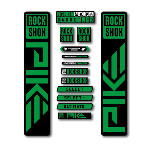 Stickere RockShox Pike 2023 Replica Decal Kit Black/Green