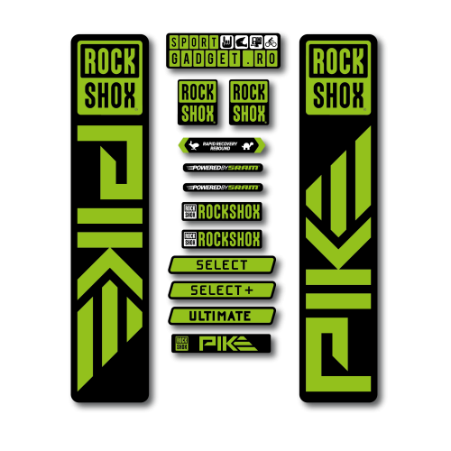 Stickere RockShox Pike 2023 Replica Decal Kit Black/Lime