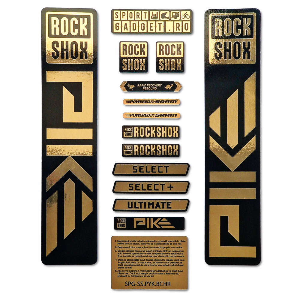 Stickere Furca RockShox Pike Replica Decal Kit Metallic-Glossy Gold