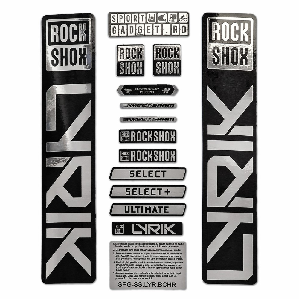 Stickere Furca RockShox Lyrik Replica Decal Kit Metallic-Glossy Chrome