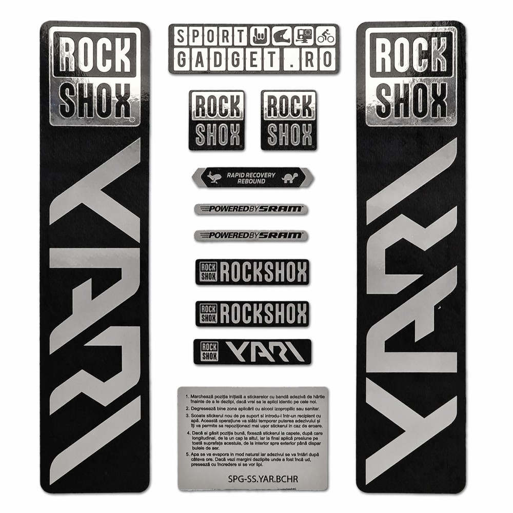 Stickere Furca RockShox Yari Replica Decal Kit Metallic-Glossy Chrome