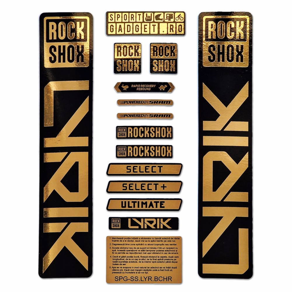 Stickere Furca RockShox Lyrik Replica Decal Kit Metallic-Glossy Gold