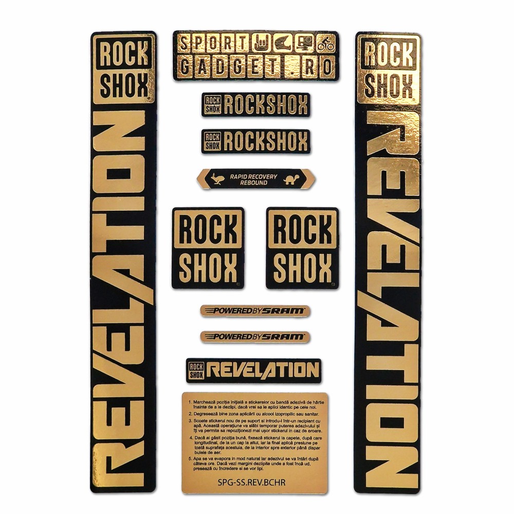 Stickere Furca RockShox Revelation Replica Decal Kit Metallic-Glossy Gold