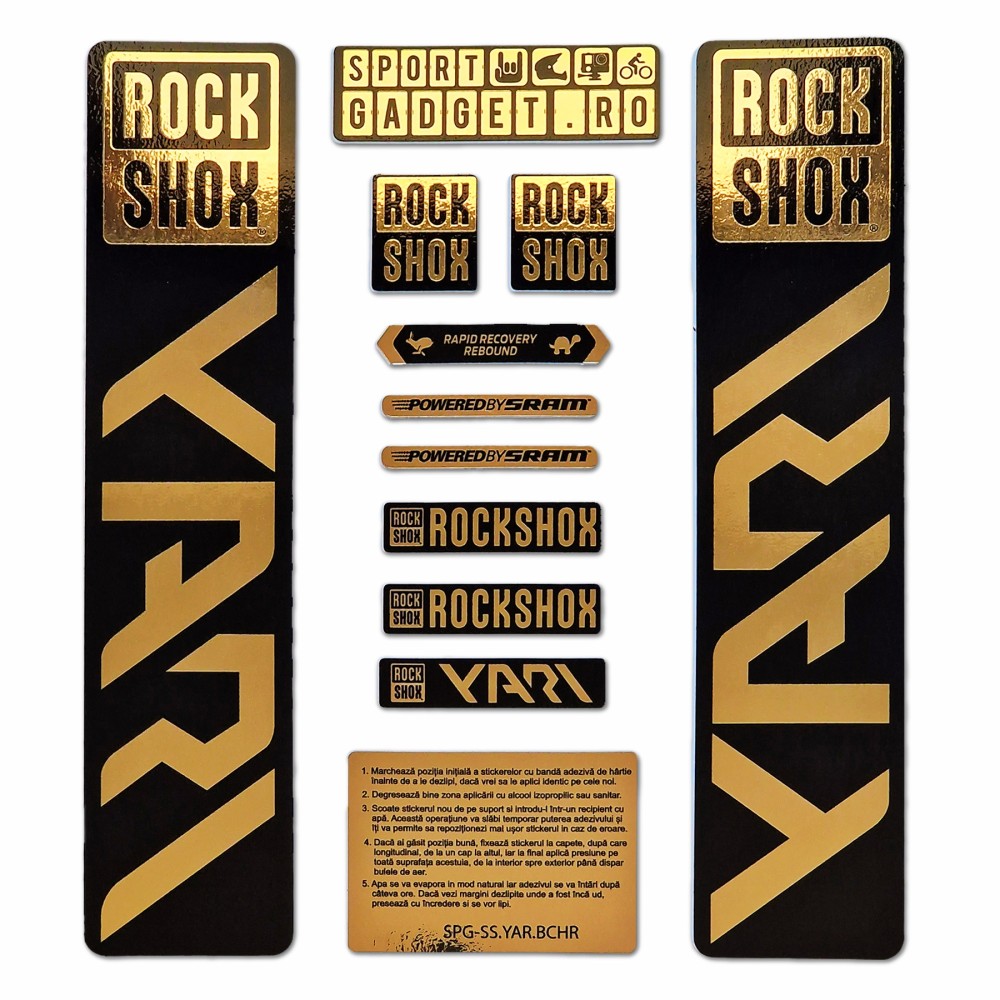 Stickere Furca RockShox Yari Replica Decal Kit Metallic-Glossy Gold