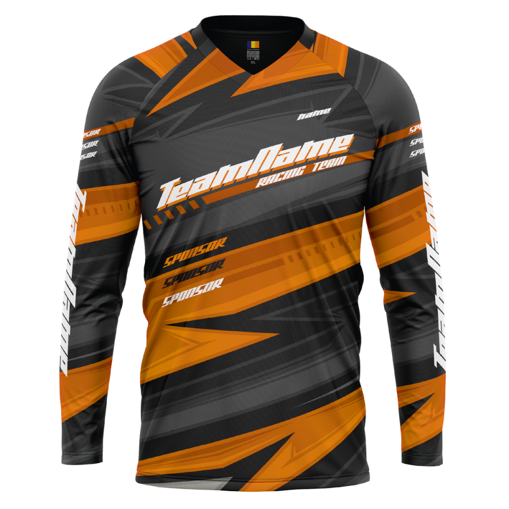 Bluza Ciclism Personalizata - Racing Arrows Jersey - Enduro / Freeride / Downhill Portocaliu