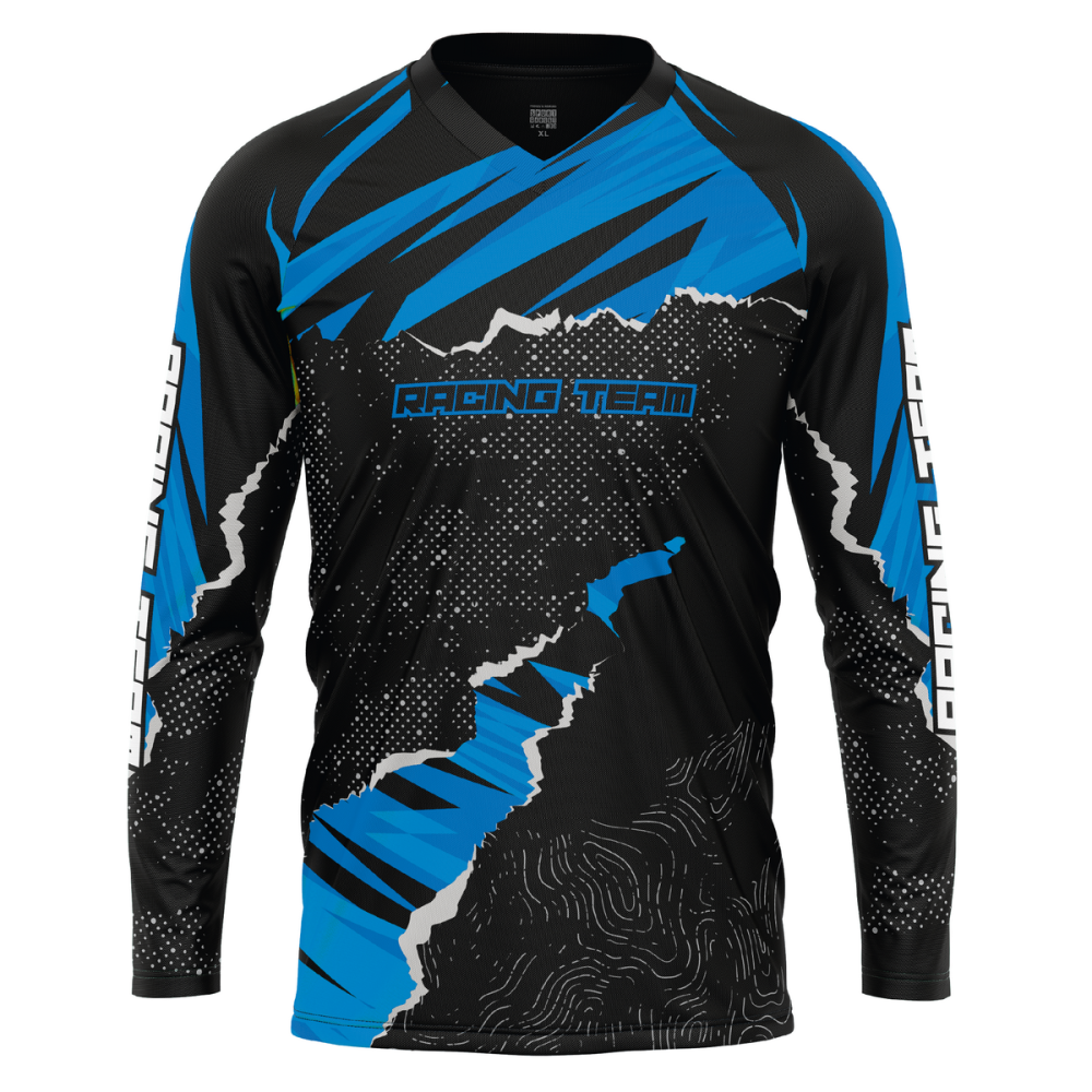 Bluza Ciclism Personalizata - Tear Off Jersey - Enduro / Freeride / Downhill Albastru