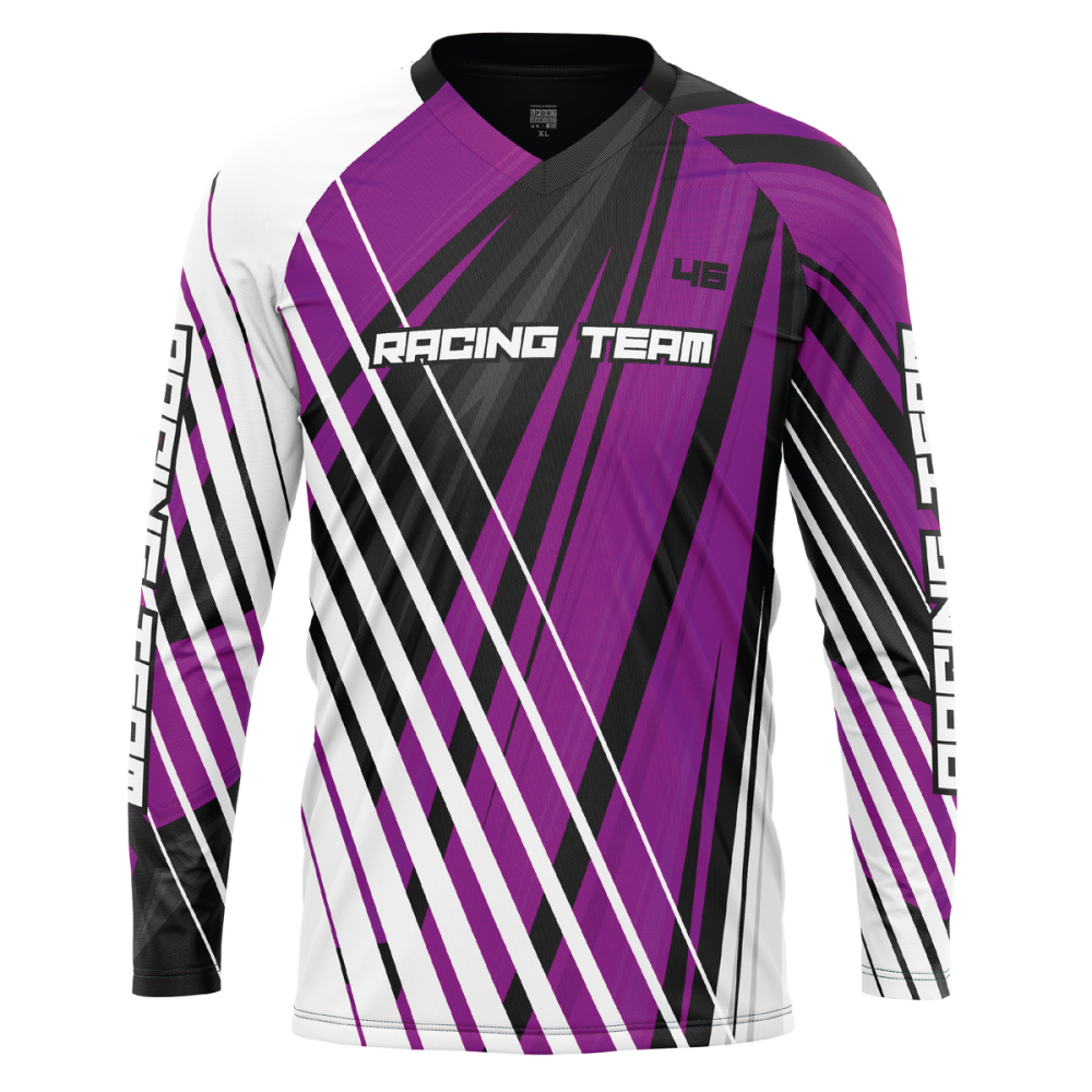 Bluza Ciclism Personalizata - White Stripes Jersey - Enduro / Freeride / Downhill Mov