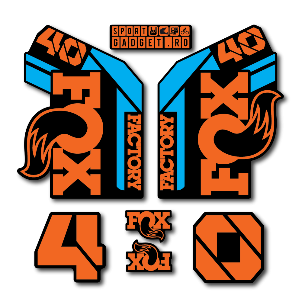 Stickere Fox 40 Factory Replica Decal Kit Midnight Orange Cyan