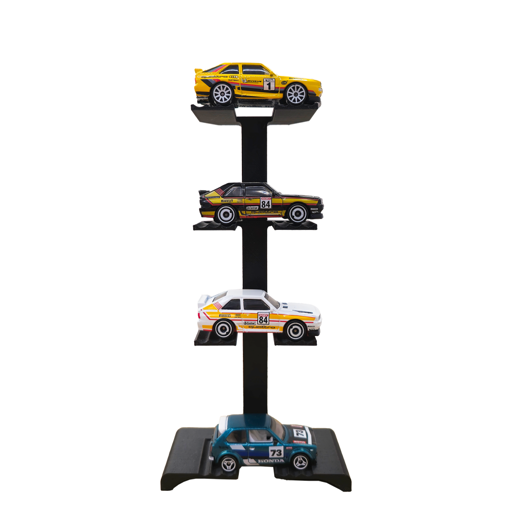 Display / stand pentru 4 masinute / automodele die-cast 1:64 v2, compatibil HotWheels, Matchbox, Majorette