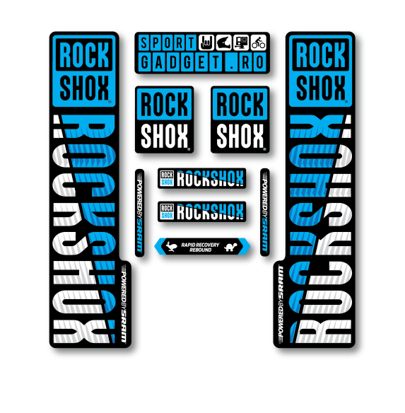 Stickere RockShox V3 Replica Decal Kit Cyan/White