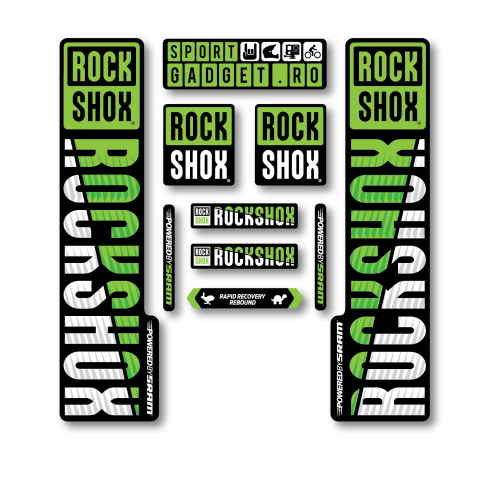 Stickere RockShox V3 Replica Decal Kit Lime/White