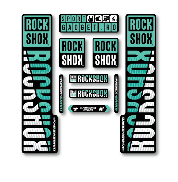 Stickere RockShox V3 Replica Decal Kit Turqoise/White