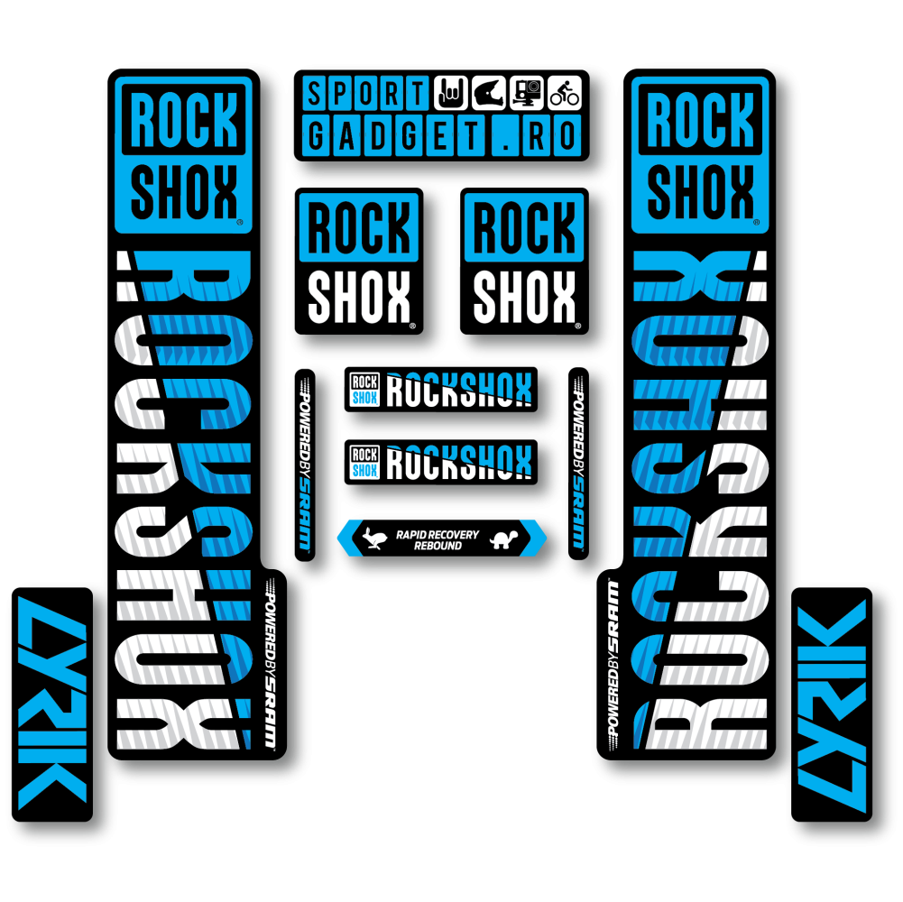 Stickere RockShox Lyrik V3 Replica Decal Kit Cyan/White