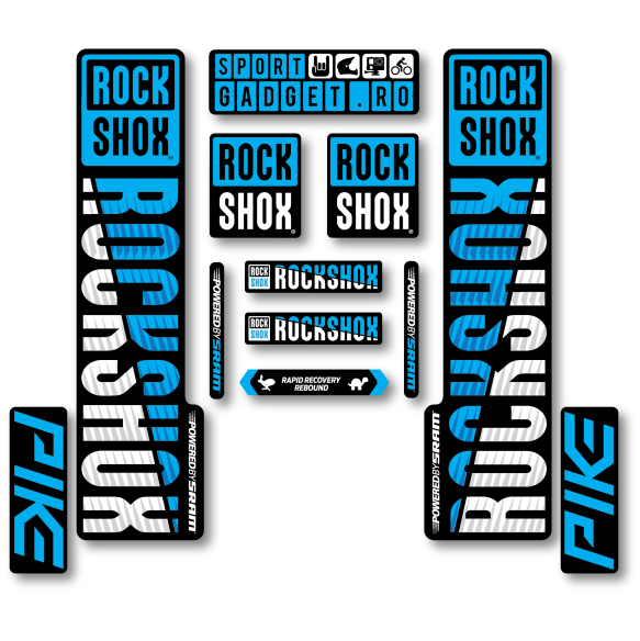 Stickere RockShox Pike V3 Replica Decal Kit Cyan/White