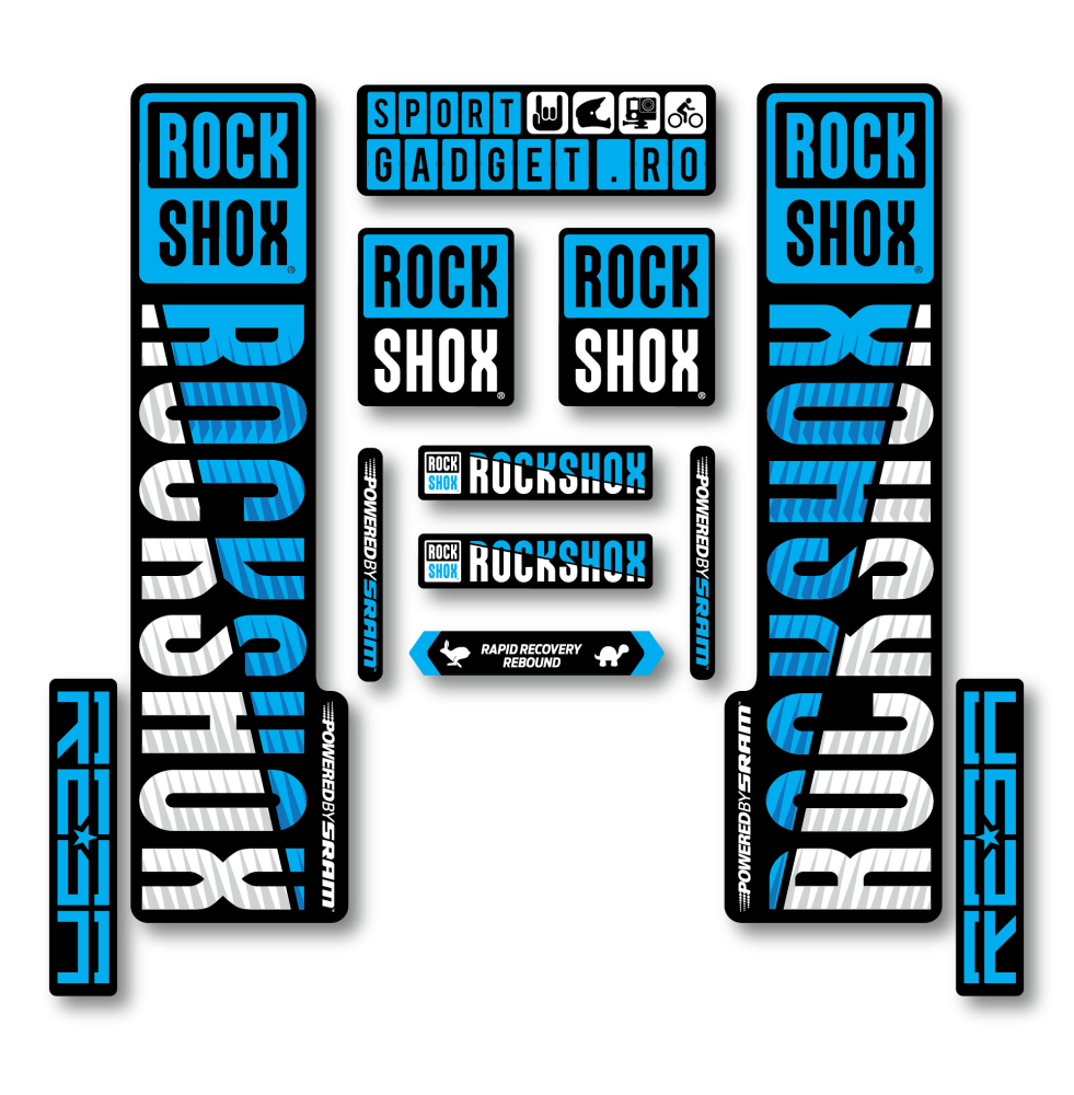 Stickere RockShox Reba V3 Replica Decal Kit Cyan/White