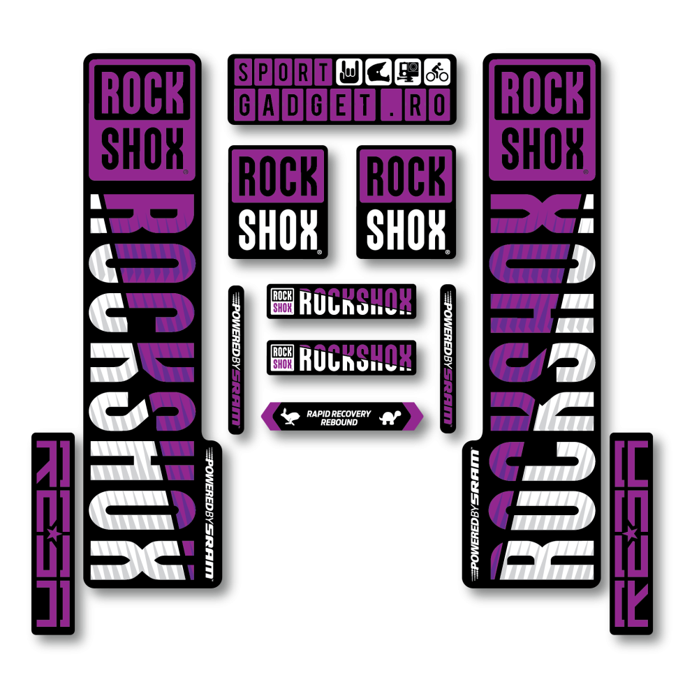 Stickere RockShox Reba V3 Replica Decal Kit Purple/White