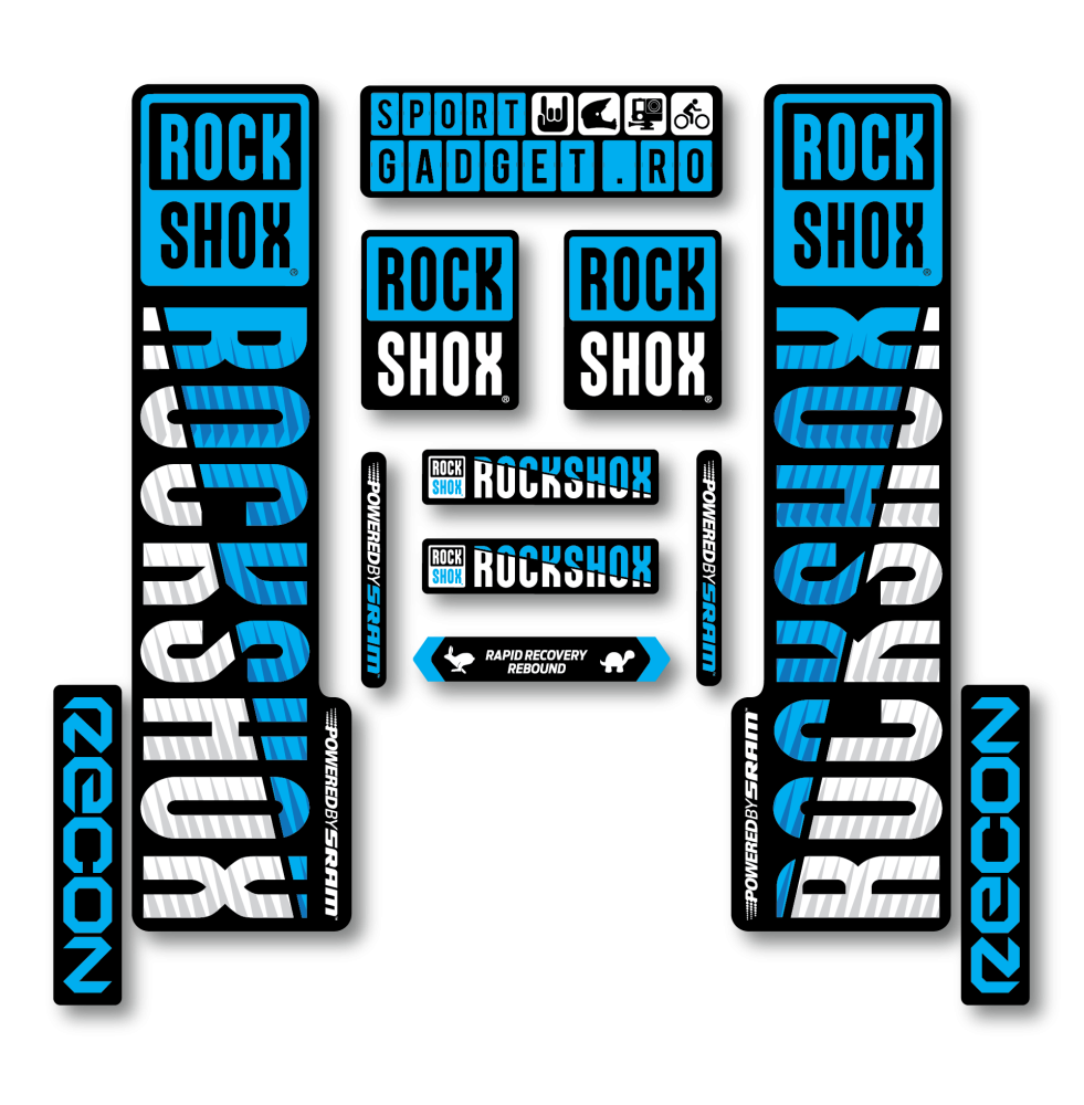 Stickere RockShox Recon V3 Replica Decal Kit Cyan/White