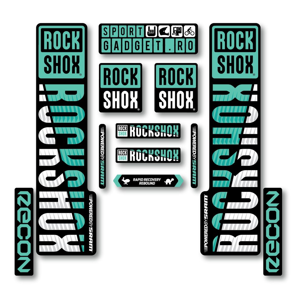 Stickere RockShox Recon V3 Replica Decal Kit Turqoise/White