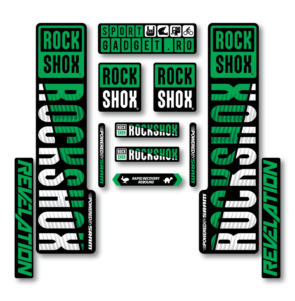Stickere RockShox Revelation V3 Replica Decal Kit Green/White