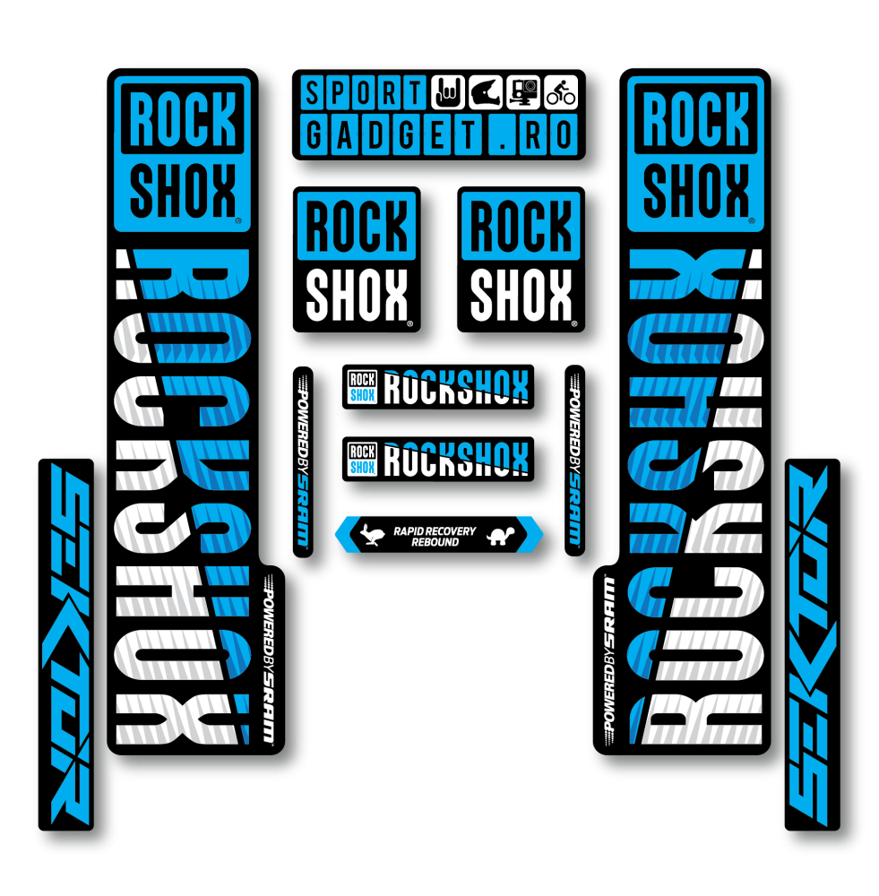 Stickere RockShox Sektor V3 Replica Decal Kit Cyan/White