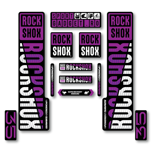 Stickere RockShox XC 35 V3 Replica Decal Kit Purple/White