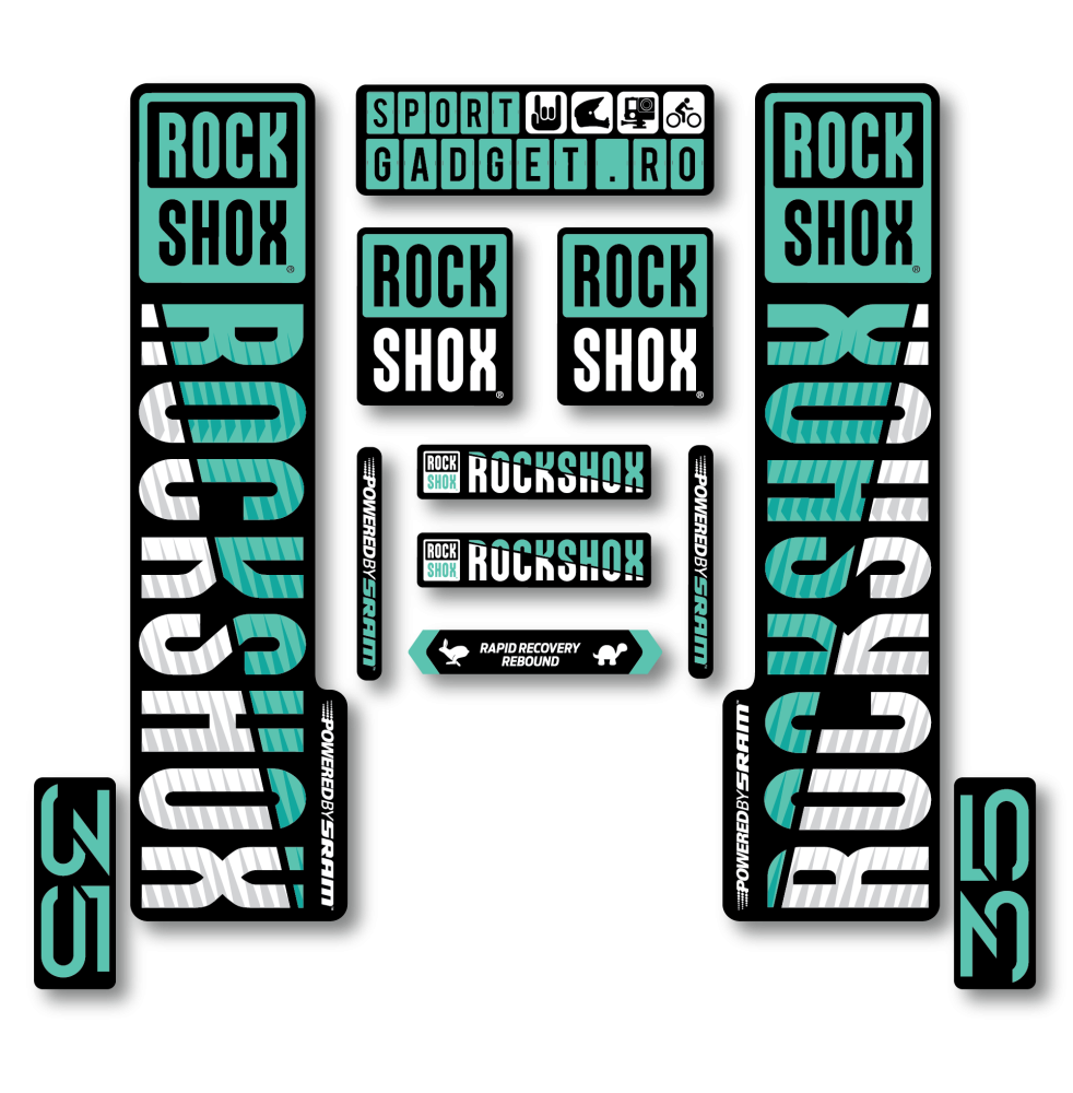 Stickere RockShox XC 35 V3 Replica Decal Kit Turqoise/White