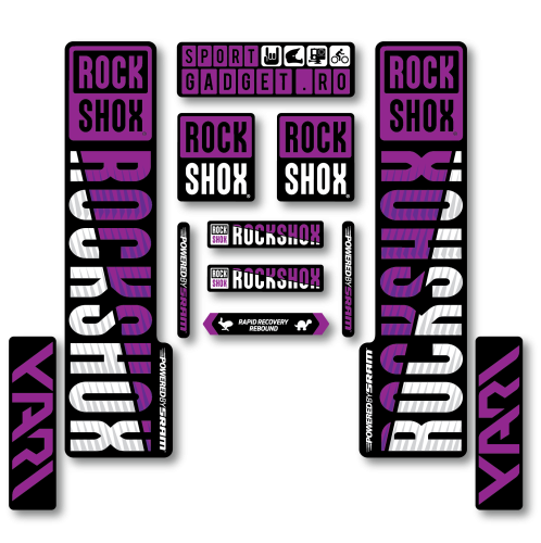 Stickere RockShox Yari V3 Replica Decal Kit Purple/White
