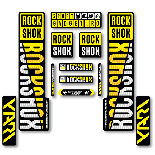 Stickere RockShox Yari V3 Replica Decal Kit Yellow/White