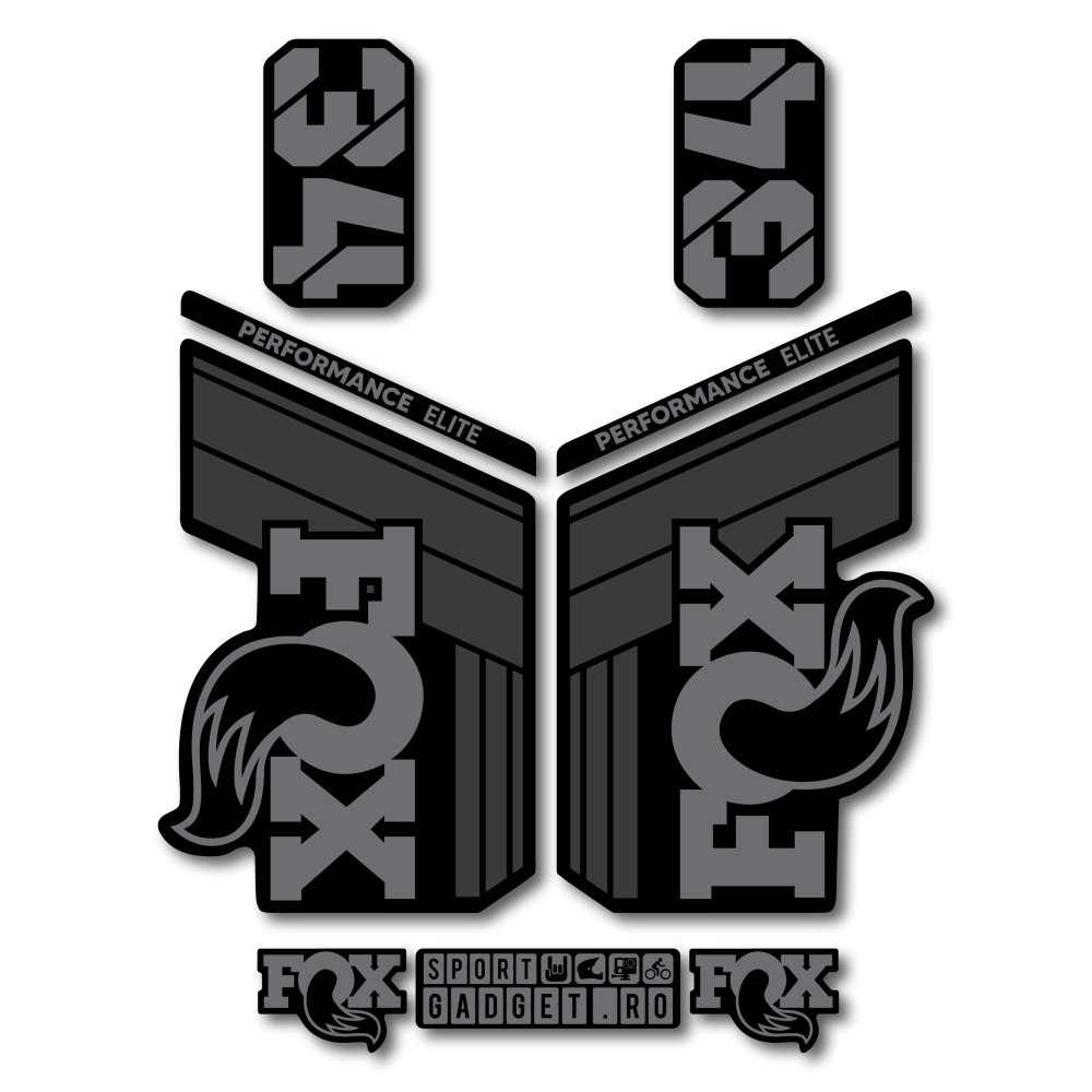 Stickere Fox 34 Performance Elite V1 Replica Decal Kit Midnight/Grey