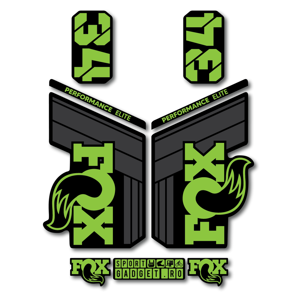 Stickere Fox 34 Performance Elite V1 Replica Decal Kit Midnight/Lime