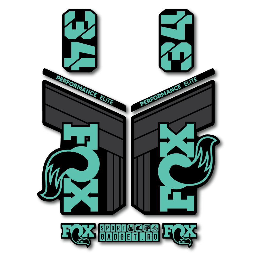 Stickere Fox 34 Performance Elite V1 Replica Decal Kit Midnight/Turqoise