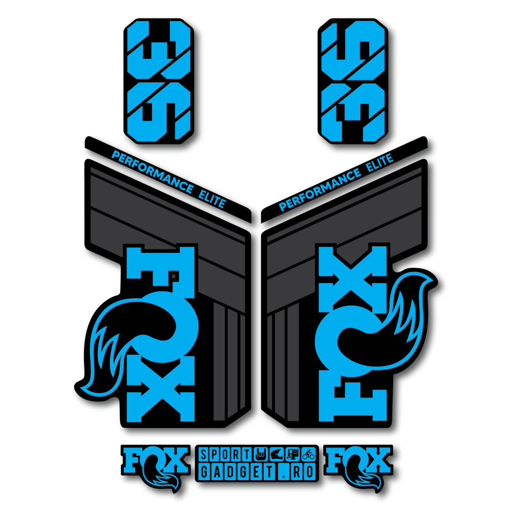 Stickere Fox 36 Performance Elite V1 Replica Decal Kit Midnight/Cyan