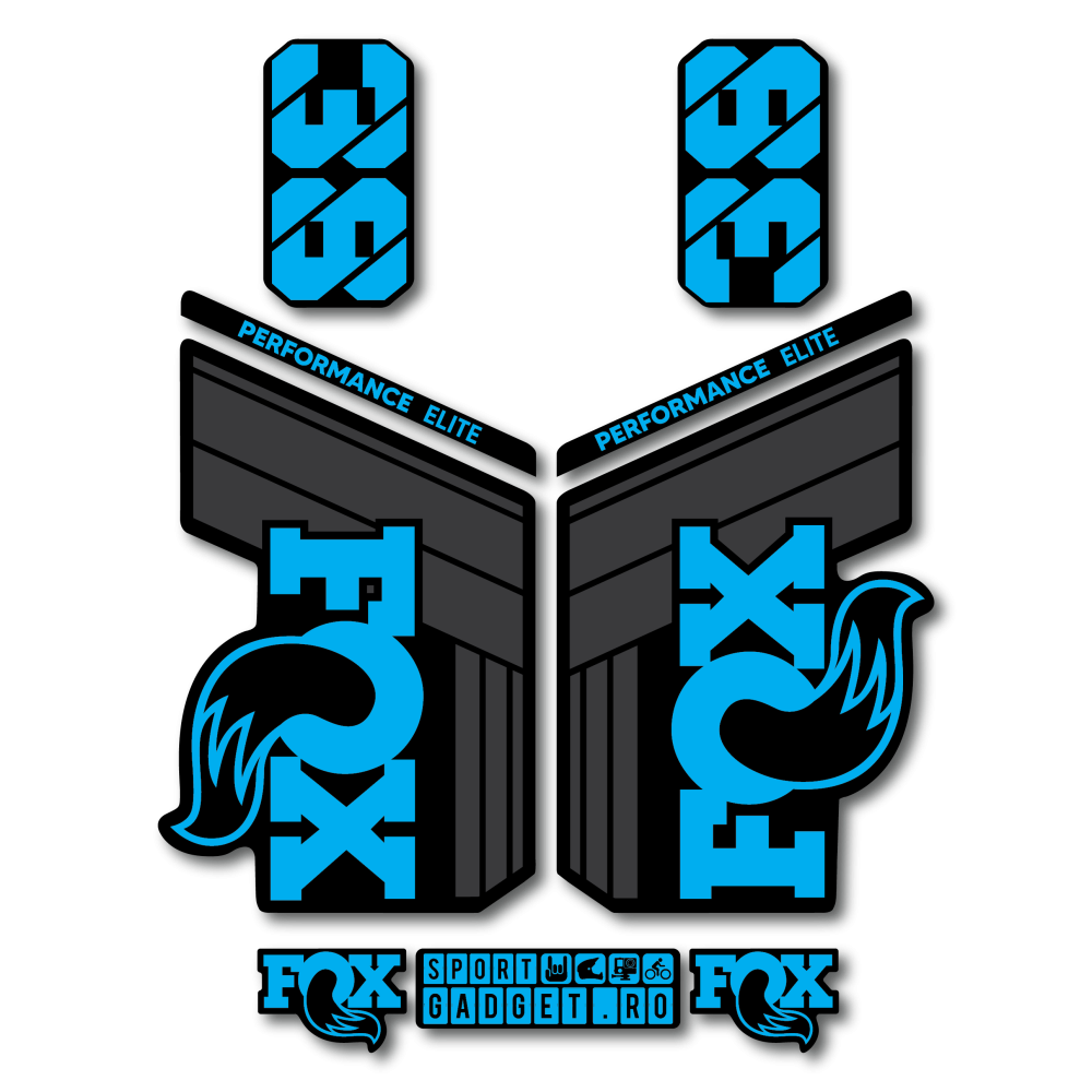 Stickere Fox 38 Performance Elite V1 Replica Decal Kit Midnight/Cyan