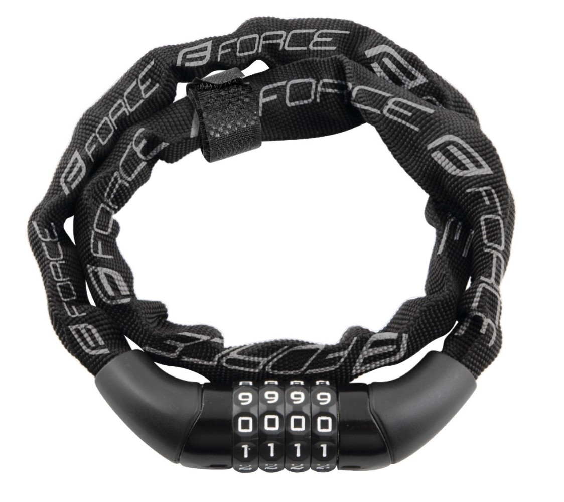 Lacat Force Chain cu cifru 120cm/4mm negru