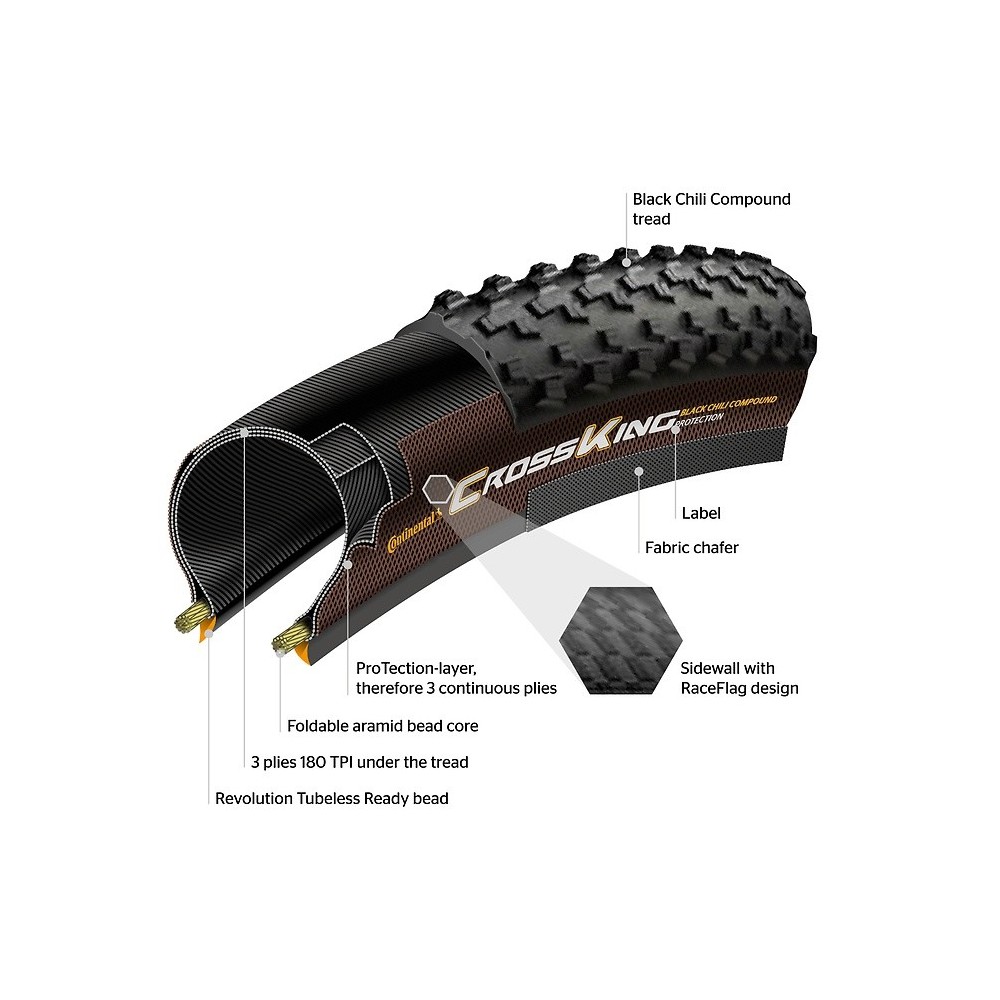 Anvelopa pliabila Continental Cross King ProTection 55-622 (29x2.2) negru/bernstein