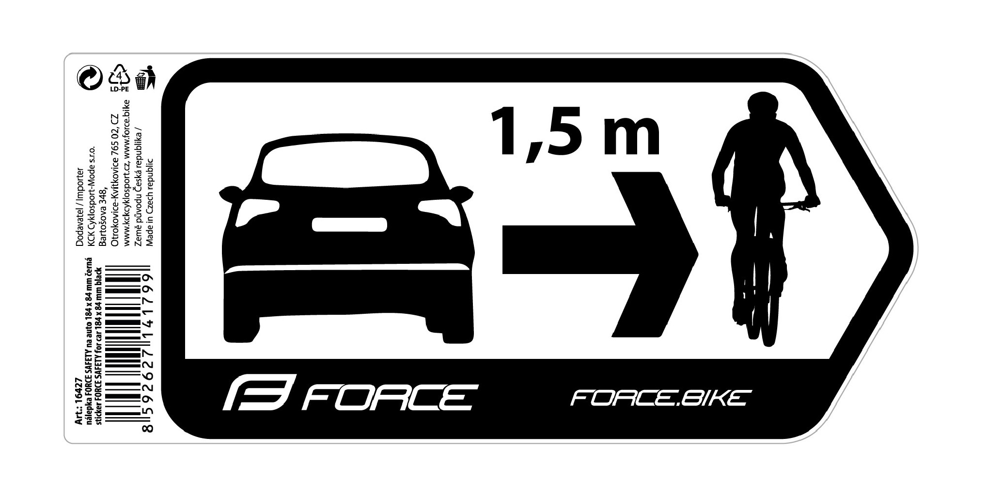 Sticker Force Safety pentru masina 184 x 84 mm negru