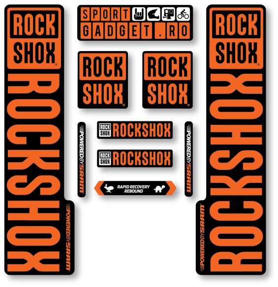 Stickere RockShox V3 Replica Decal Kit Black/Orange