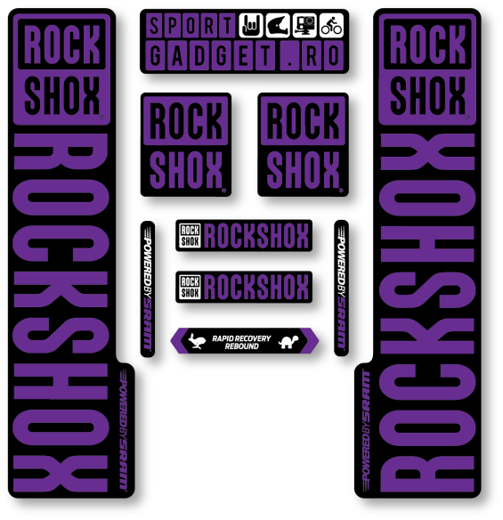 Stickere RockShox V3 Replica Decal Kit Black/Purple
