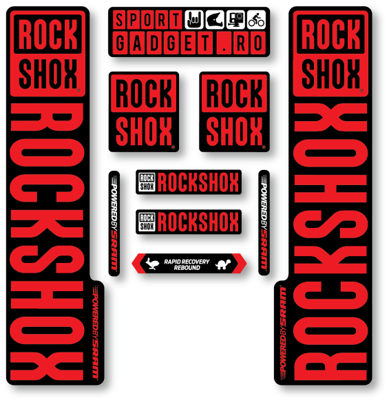 Stickere RockShox V3 Replica Decal Kit Black/Red